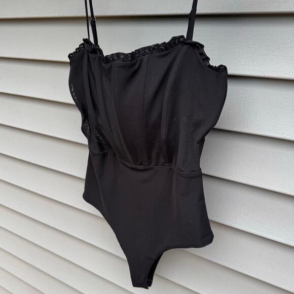 Princess Polly size 6 Cartia Black Structured Partially Sheer Bodysuit - Picture 7 of 14